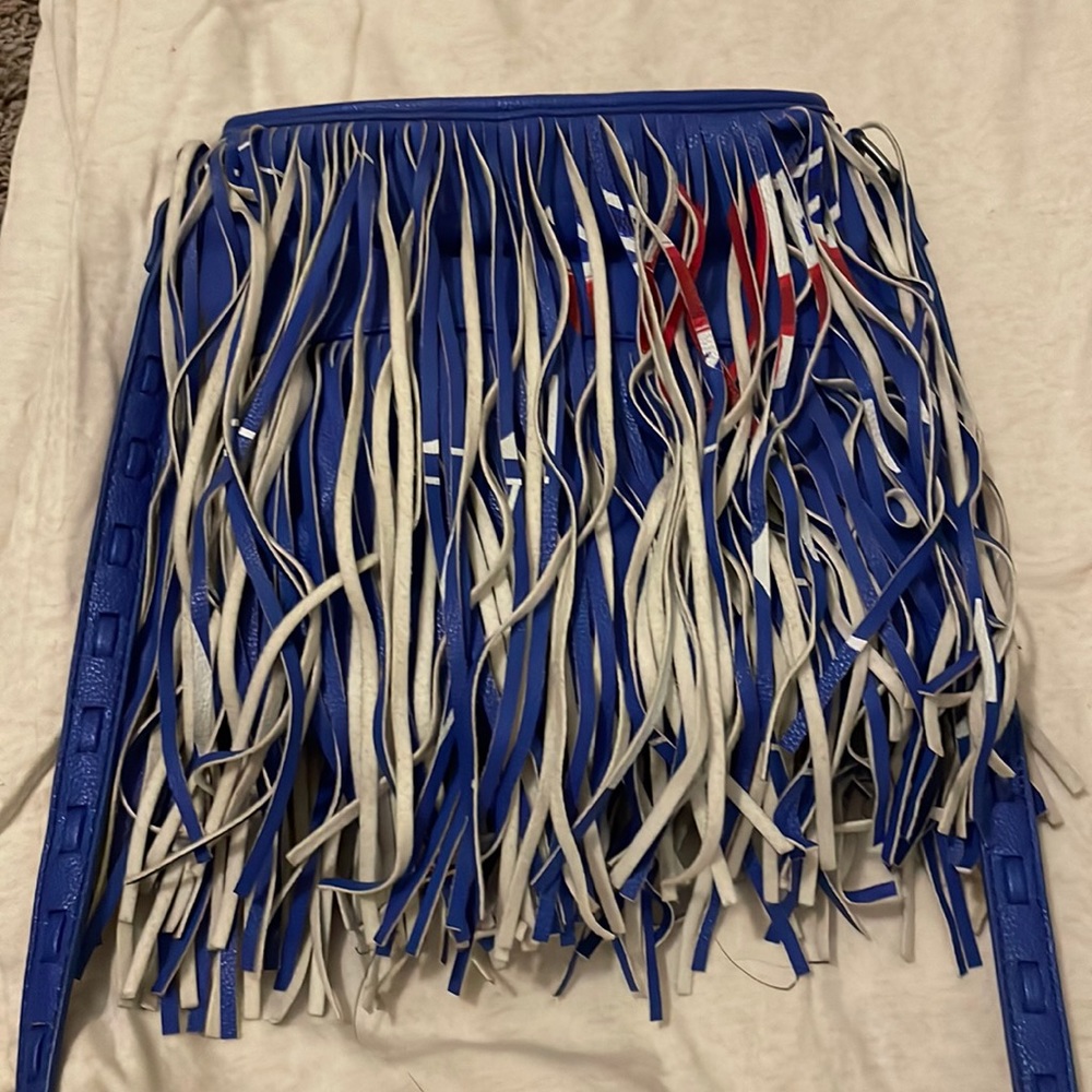 Red, white, and blue leather fringe purse
